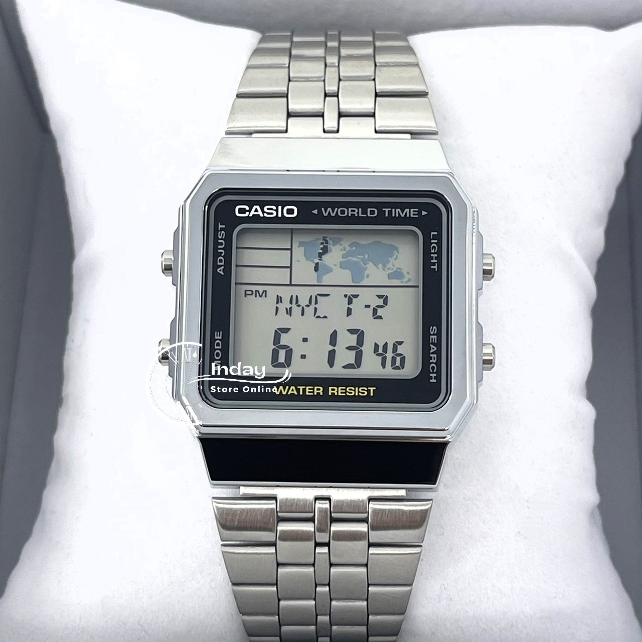 Casio Vintage Unisex Watch A500WA-1 Silver Plated Stainless Steel Self-adjustable Band