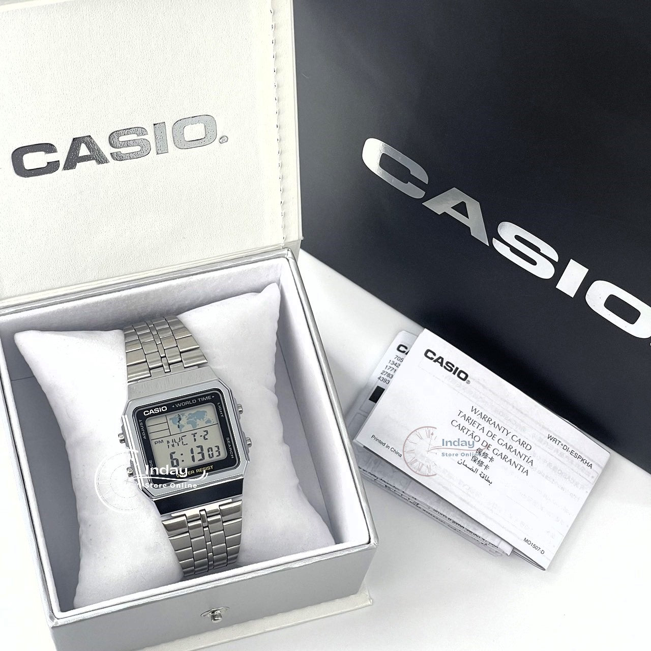 Casio Vintage Unisex Watch A500WA-1 Silver Plated Stainless Steel Self-adjustable Band