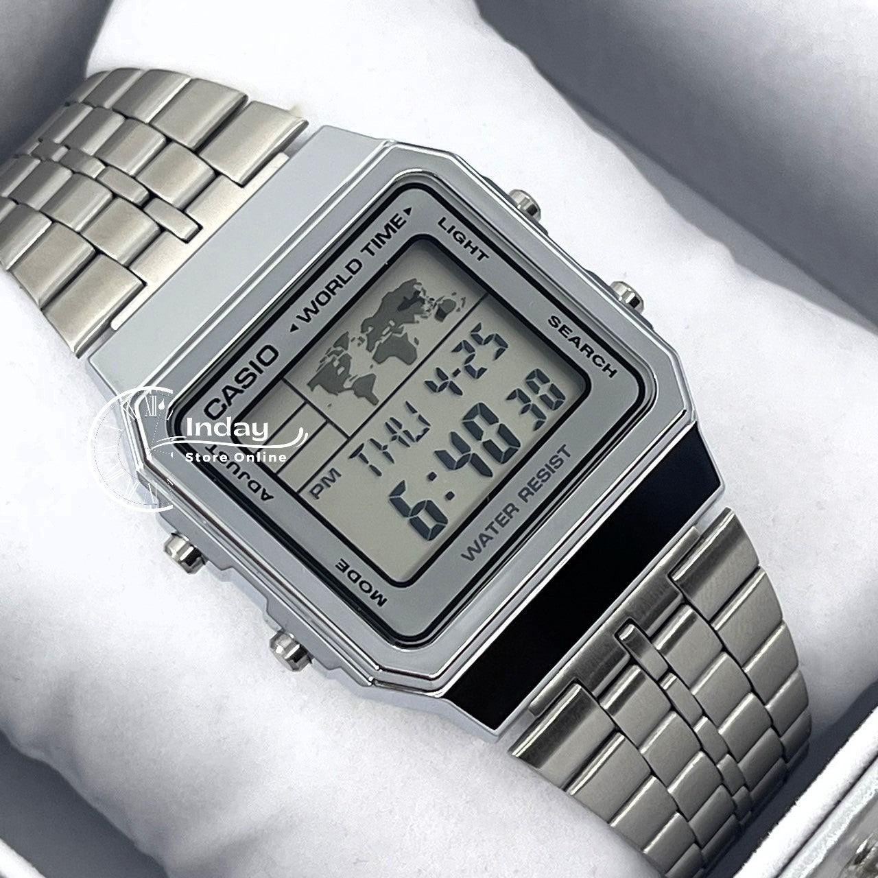 Casio Vintage Unisex Watch A500WA-7 Silver Plated Stainless Steel Strap Self-adjustable Band