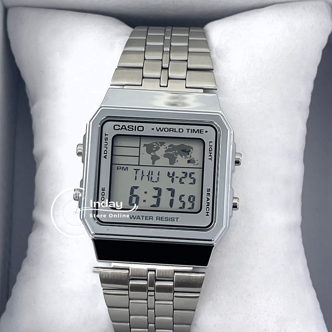 Casio Vintage Unisex Watch A500WA-7 Silver Plated Stainless Steel Strap Self-adjustable Band