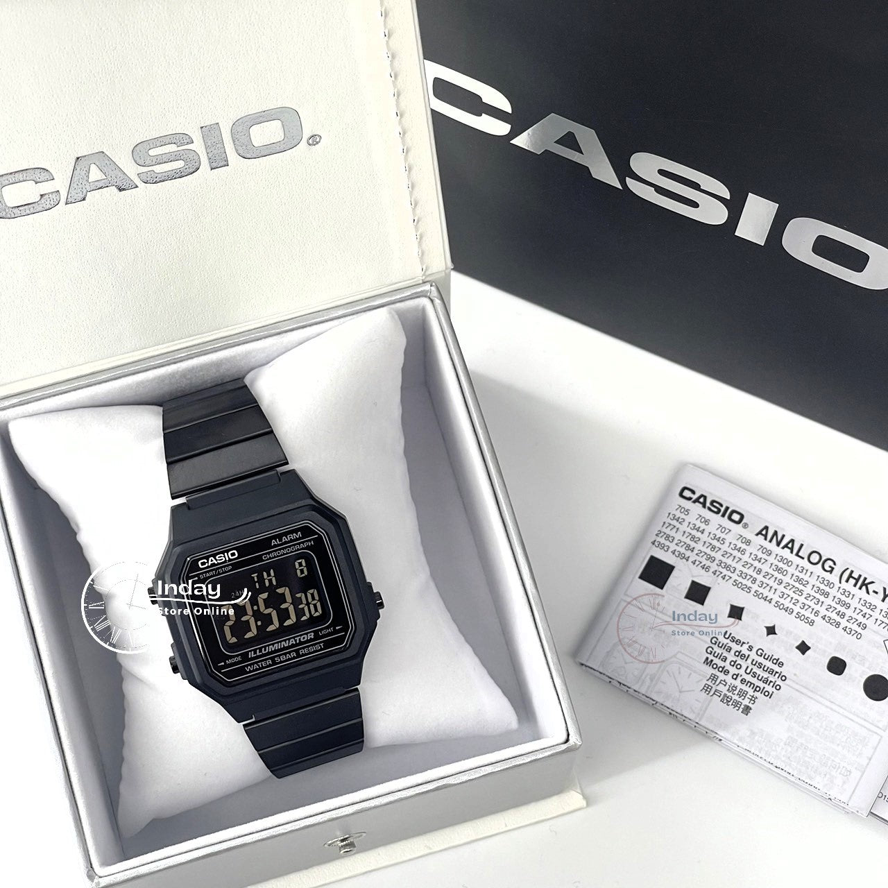 Casio Vintage Unisex Watch B650WB-1B Black Plated Stainless Steel Strap Self-adjustable Band