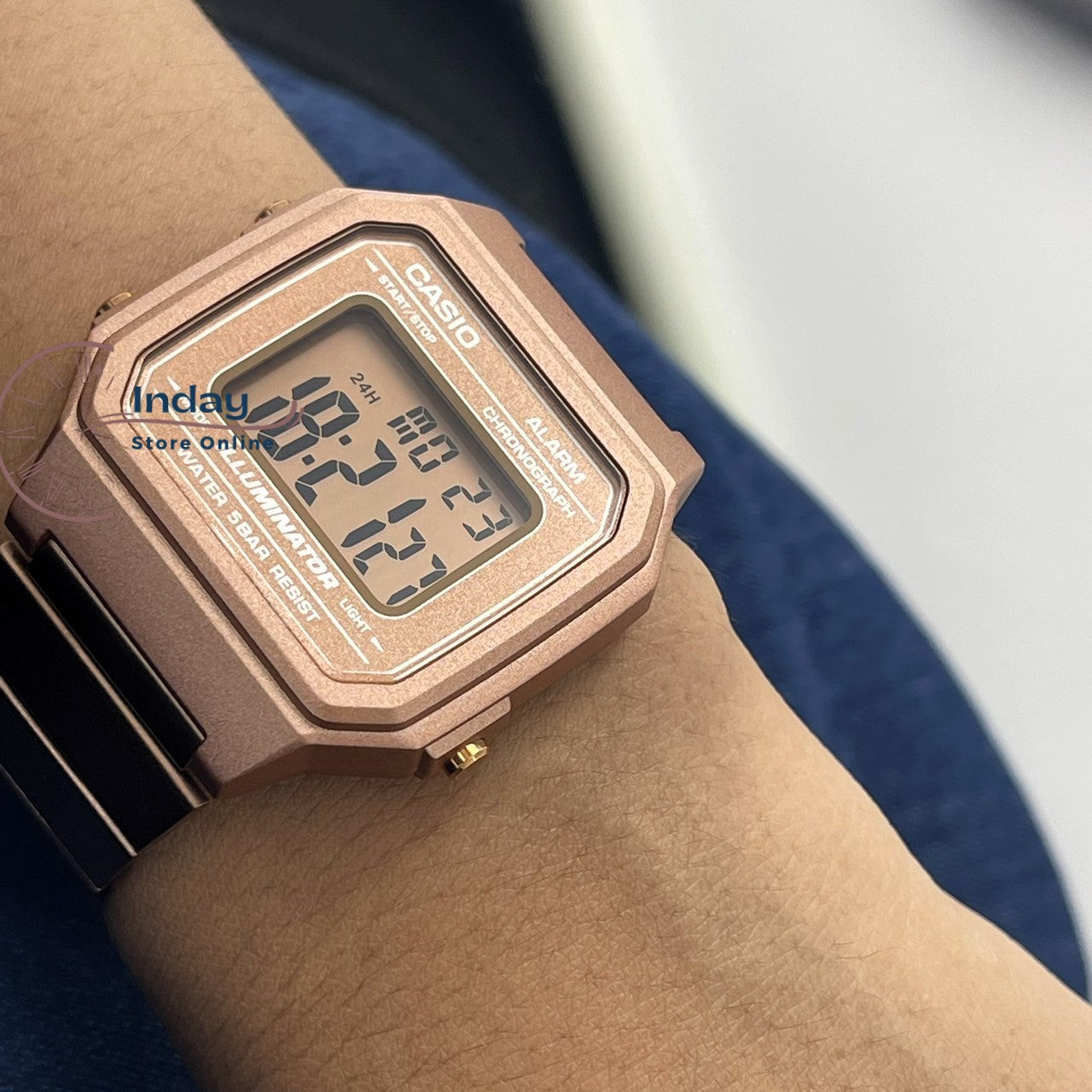 Casio Vintage Unisex Watch B650WC-5A Rose Gold Plated Stainless Steel Strap Self-adjustable Band