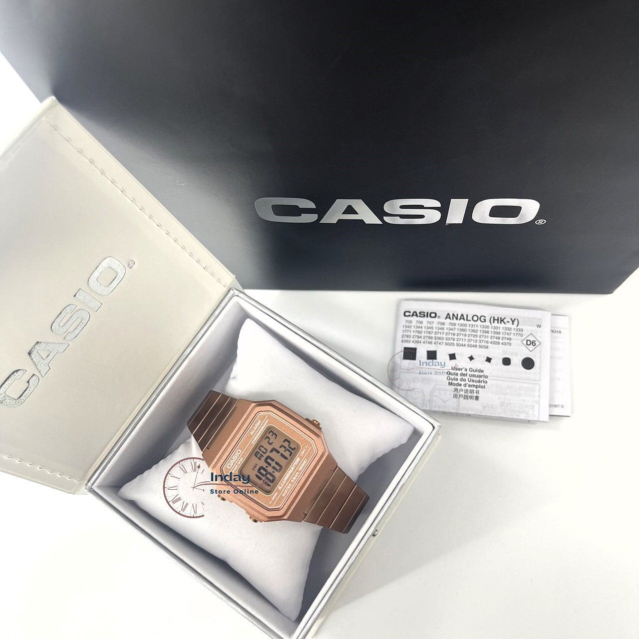 Casio Vintage Unisex Watch B650WC-5A Rose Gold Plated Stainless Steel Strap Self-adjustable Band