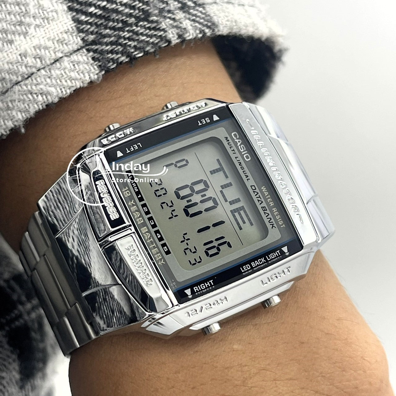 Casio Vintage Unisex Watch DB-360-1A Silver Plated Stainless Steel Strap Self-adjustable Band
