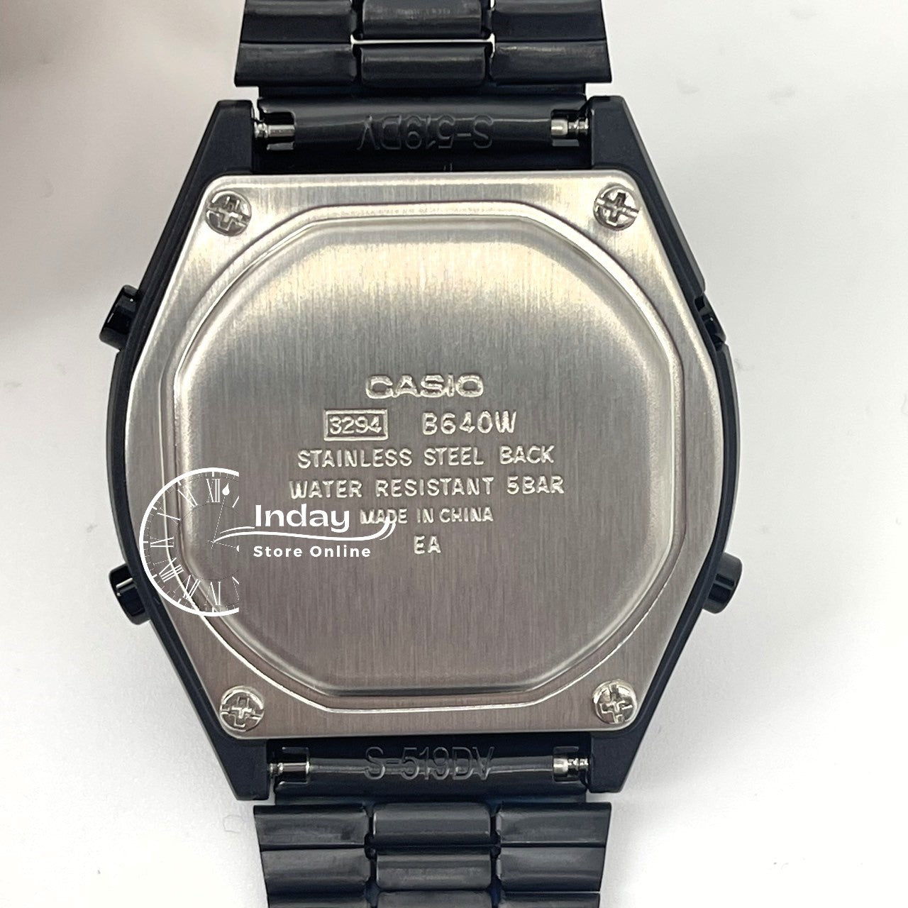 Casio Vintage Women's Watch B640WB-1A Black Plated Stainless Steel Self-adjustable Band
