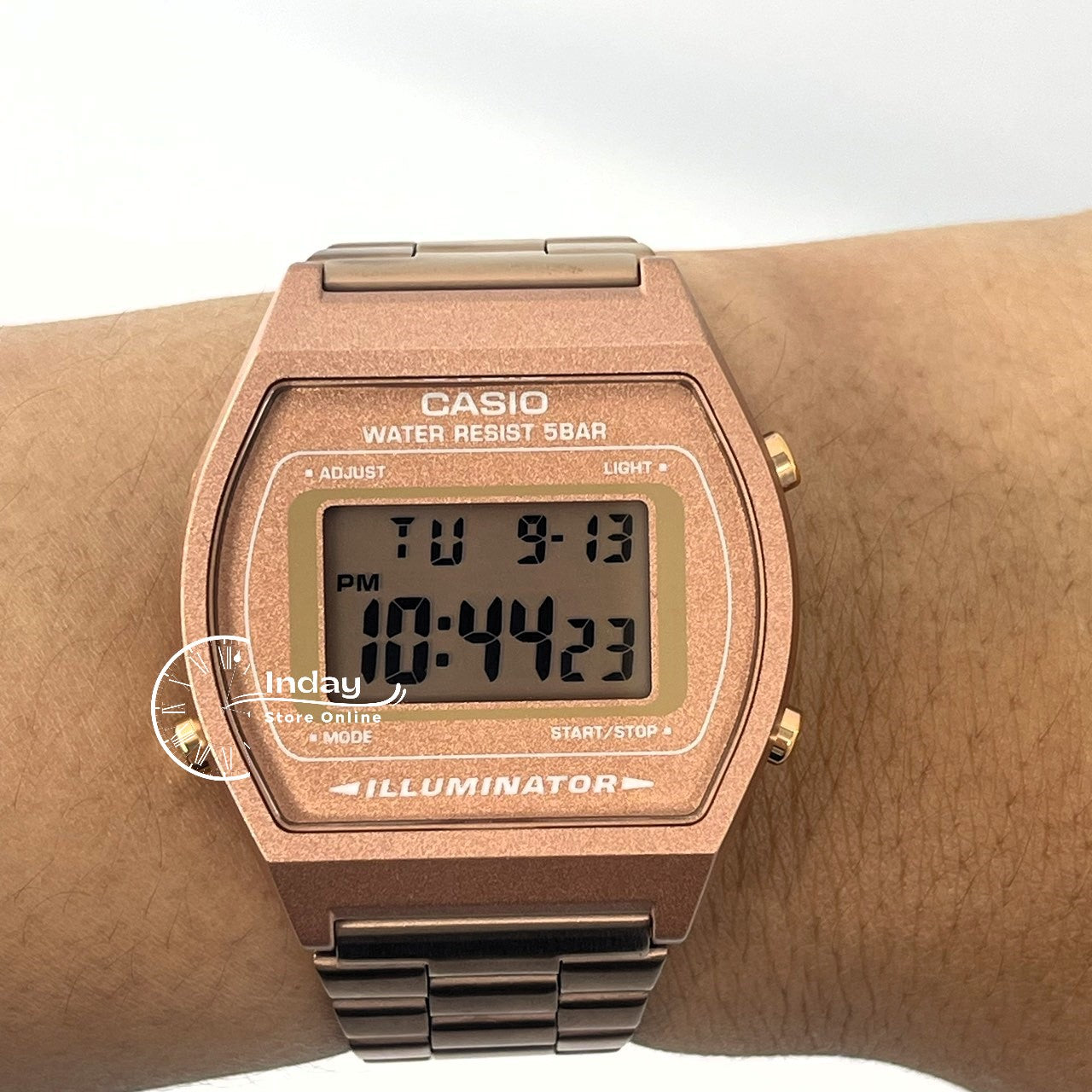 Casio Vintage Women's Watch B640WC-5A Rose Gold Plated Stainless Steel Self-adjustable Band