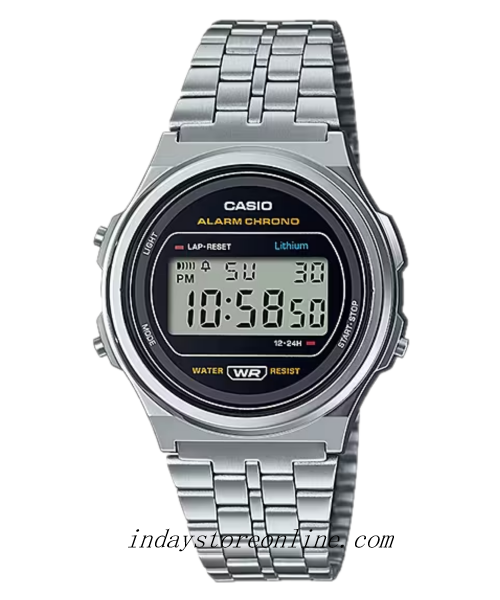 Casio Women's Watch A171WE-1A Resin Glass Stainless Steel Band Adjustable Clasp Battery Life 7-Years