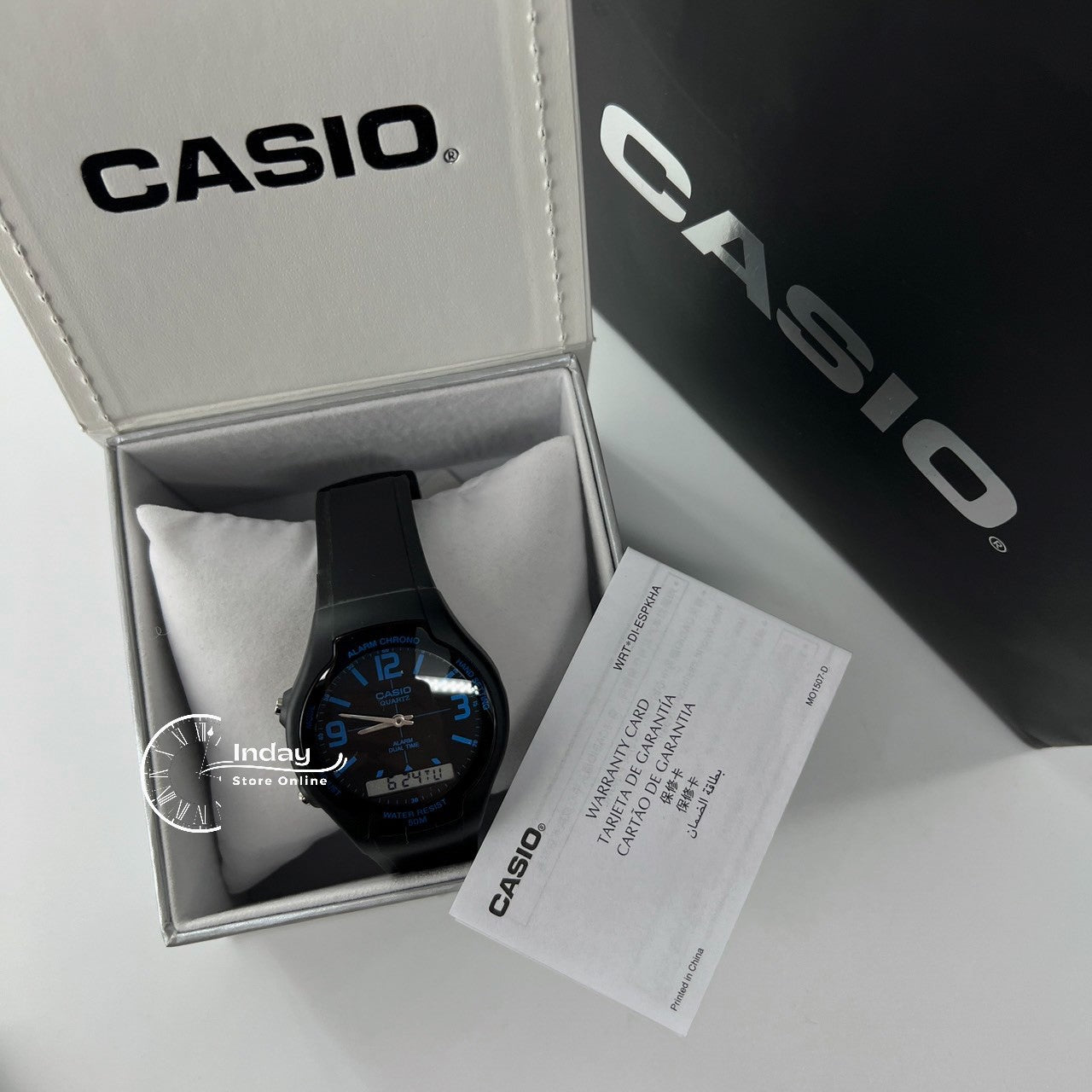 Casio Analog-Digital Men's Watch AW-90H-2B Resin Band Resin Glass