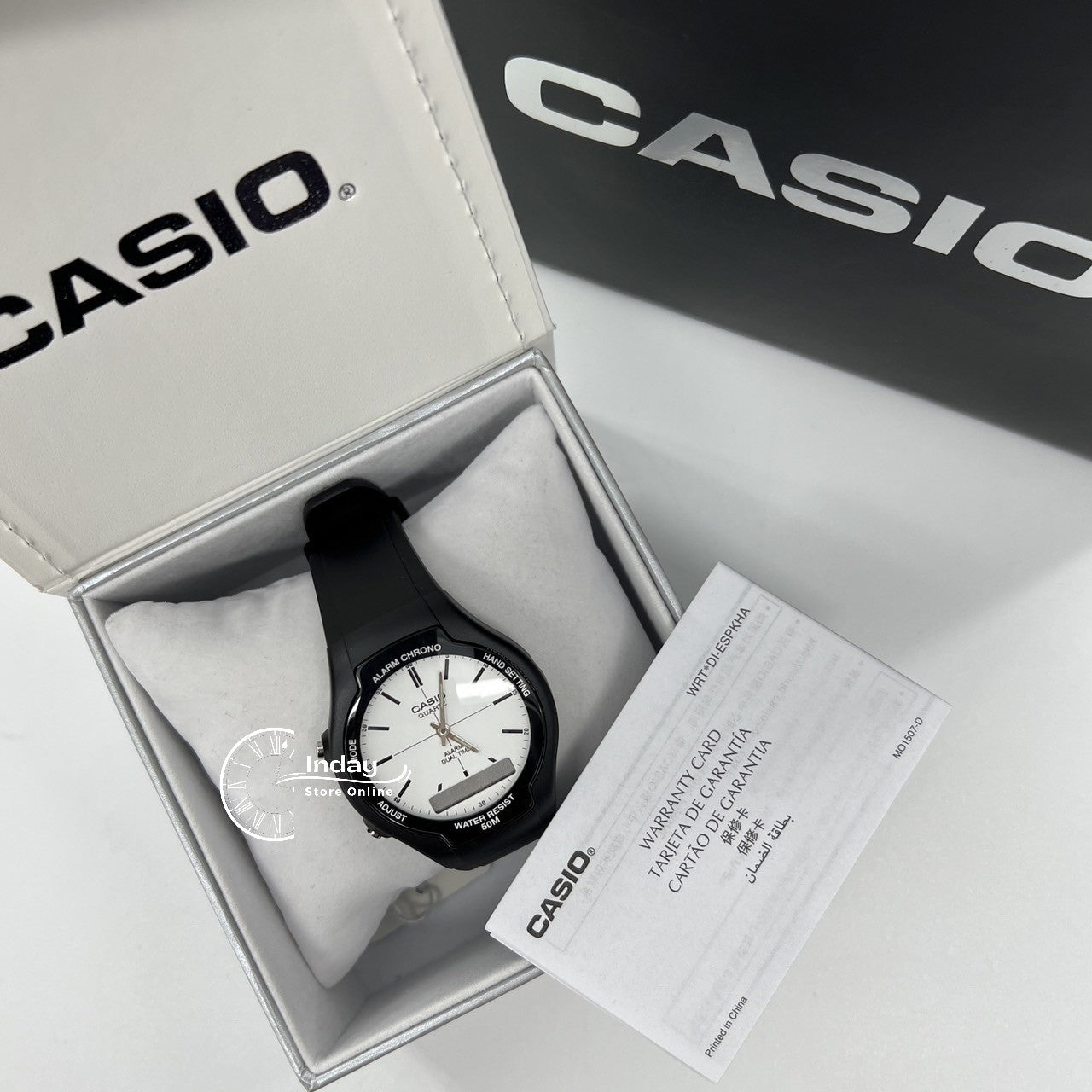 Casio Analog-Digital Men's Watch AW-90H-7E Resin Band Resin Glass