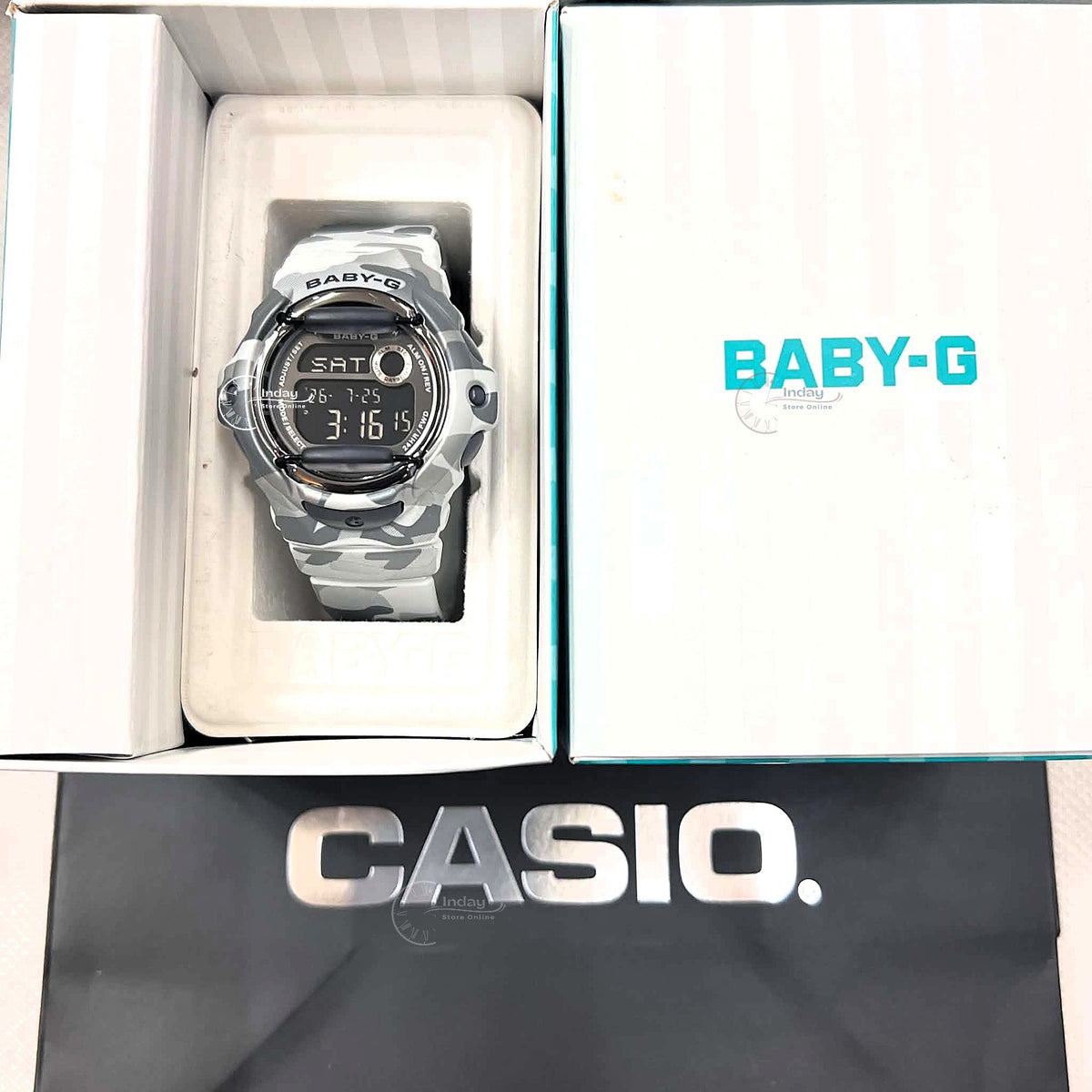 Casio Baby-G Digital Watch BG-169CMB-8 Mineral Glass Resin Band Shock Resistant Gray Camouflage Color Battery Life: 3 Years
