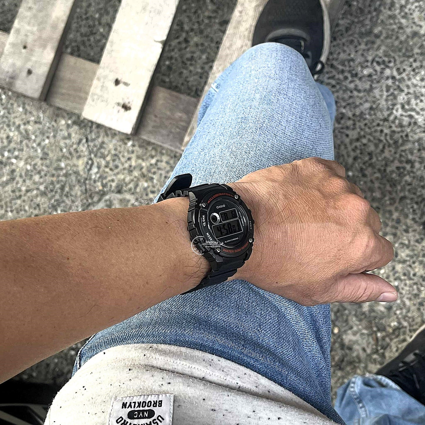 Casio Digital Men's Watch W-216H-1A Digital Resin Band Mineral Glass