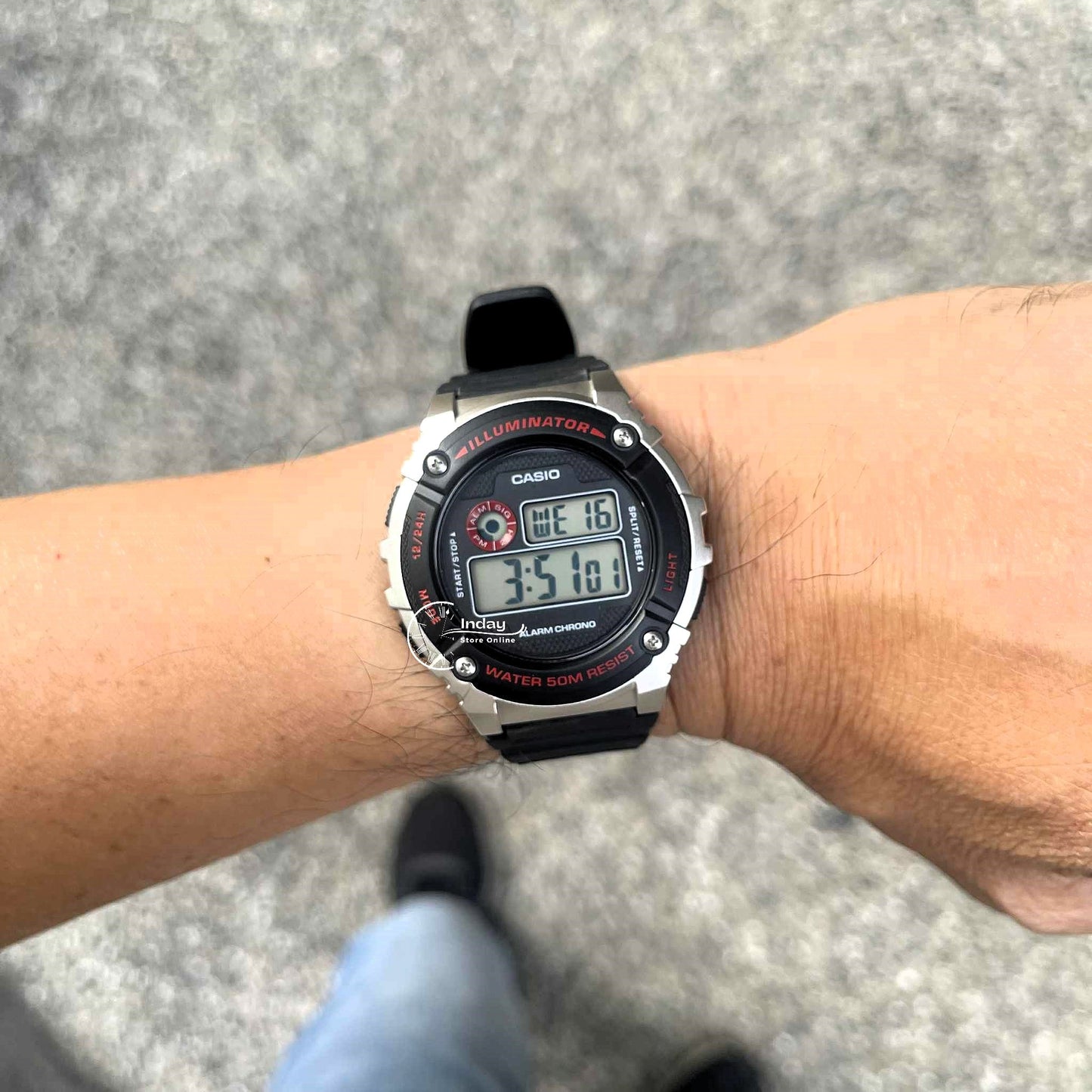 Casio Digital Men's Watch W-216H-1C Digital Resin Band Mineral Glass