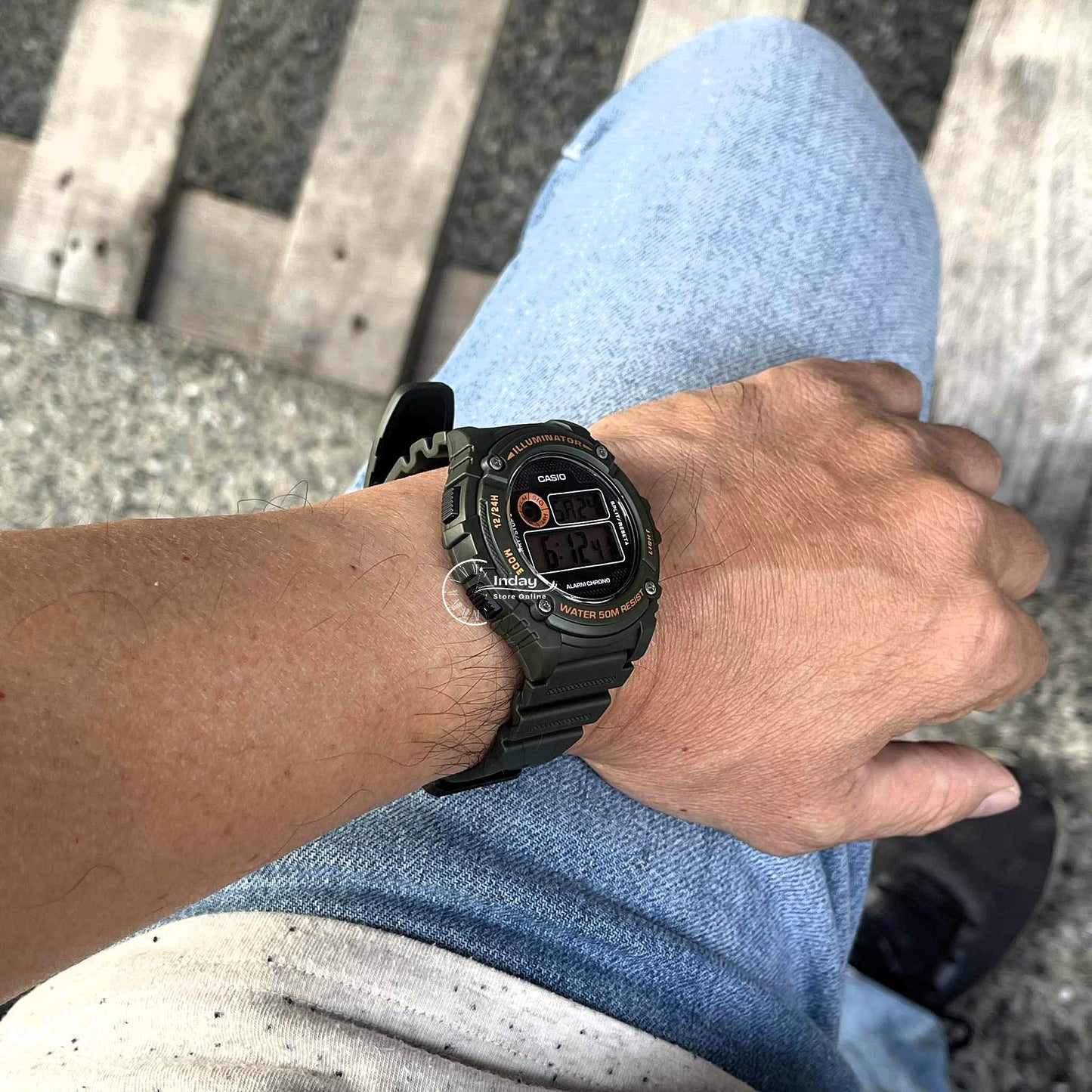 Casio Digital Men's Watch W-216H-3B Digital Resin Band Resin Glass Battery Life: 7 years