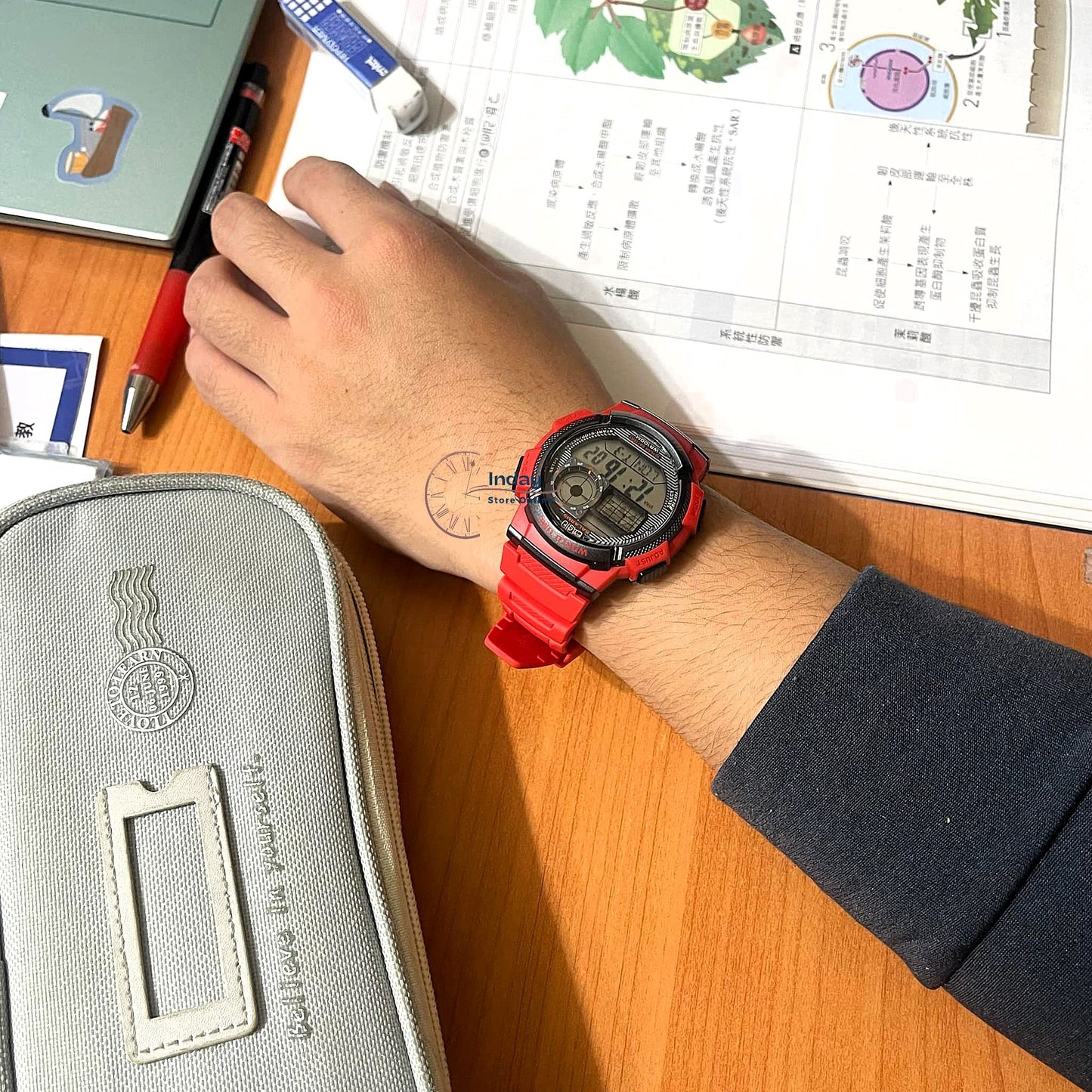 Casio Digital Men's Watch AE-1000W-4A Digital Red Color Resin Band Resin Glass Battery Life: 10 Years