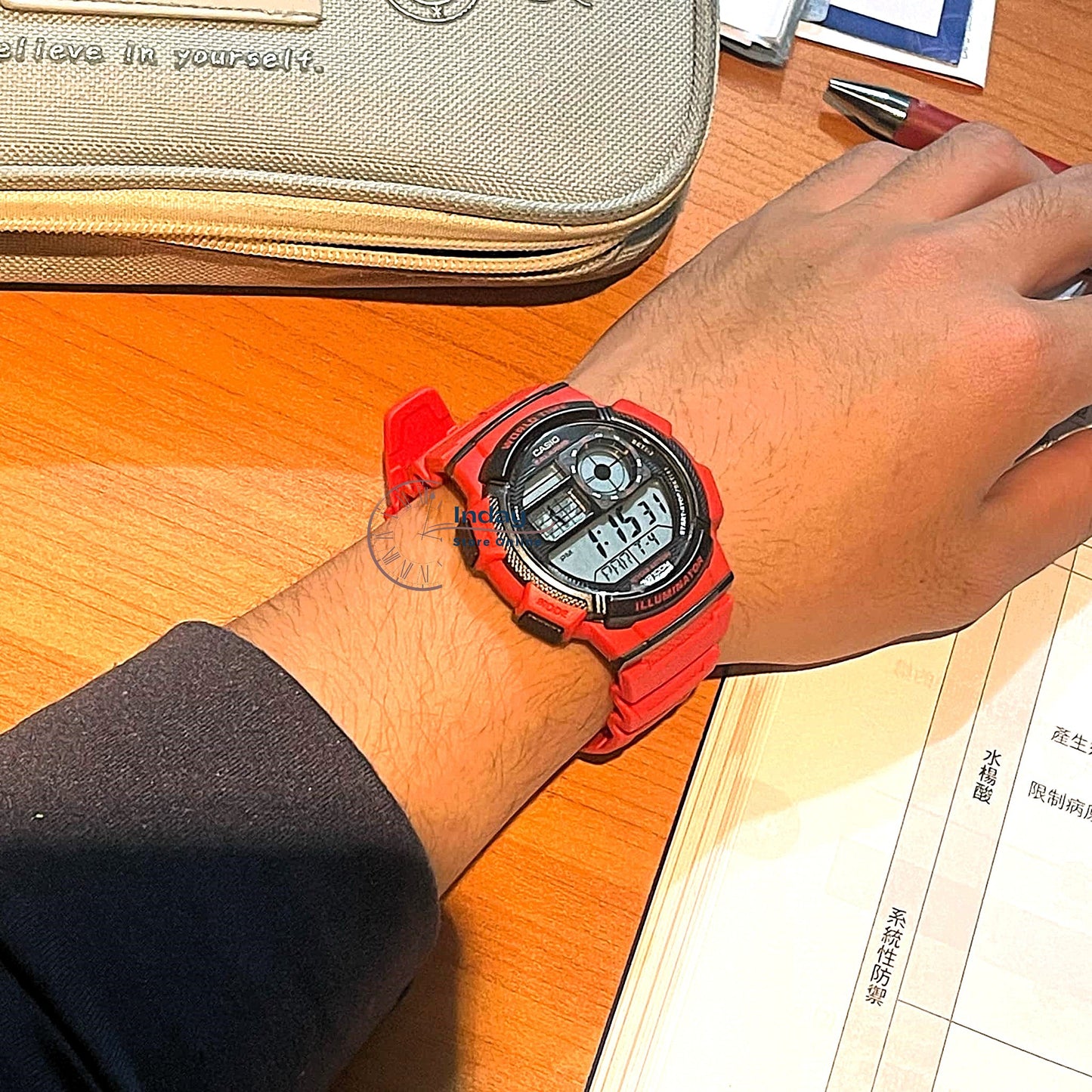 Casio Digital Men's Watch AE-1000W-4A Digital Red Color Resin Band Resin Glass Battery Life: 10 Years
