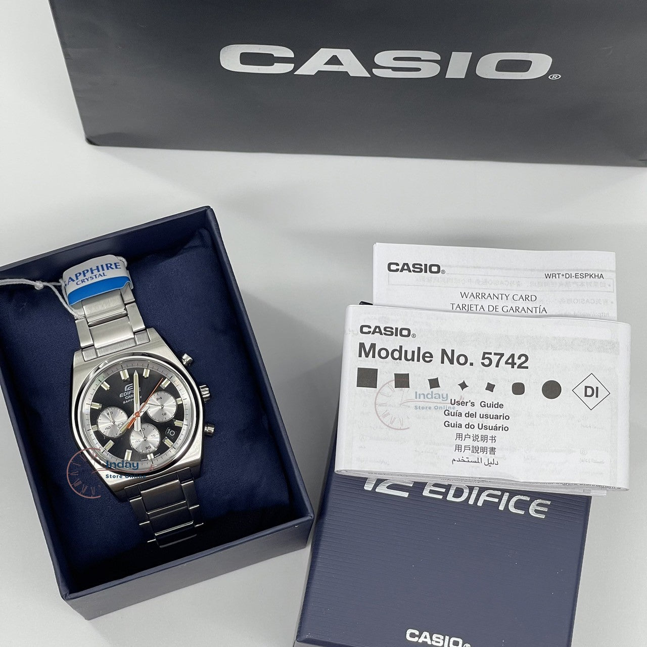 Casio Edifice Men's Watch EFB-730D-1A Stainless Steel Band Solid Band Sapphire Crystal