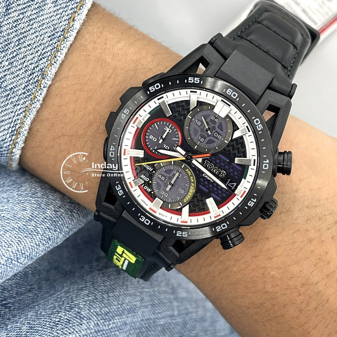 Casio Edifice Men's Watch EFS-S641TMS-1A Edifice Sospensione Sapphire Crystal Genuine Leather Band Solar Powered