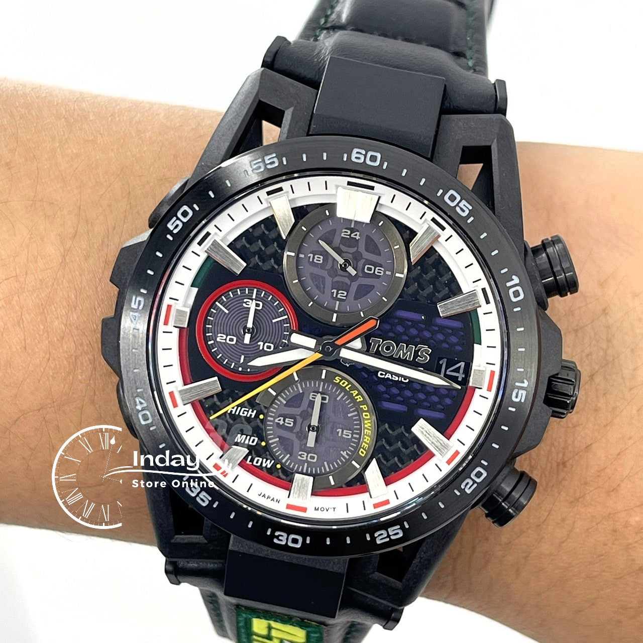Casio Edifice Men's Watch EFS-S641TMS-1A Edifice Sospensione Sapphire Crystal Genuine Leather Band Solar Powered