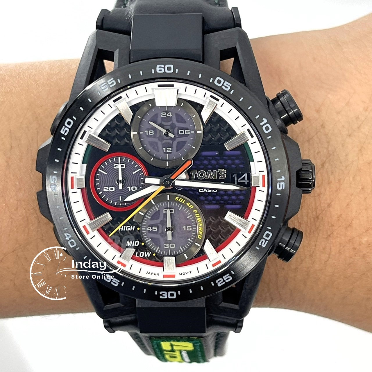 Casio Edifice Men's Watch EFS-S641TMS-1A Edifice Sospensione Sapphire Crystal Genuine Leather Band Solar Powered