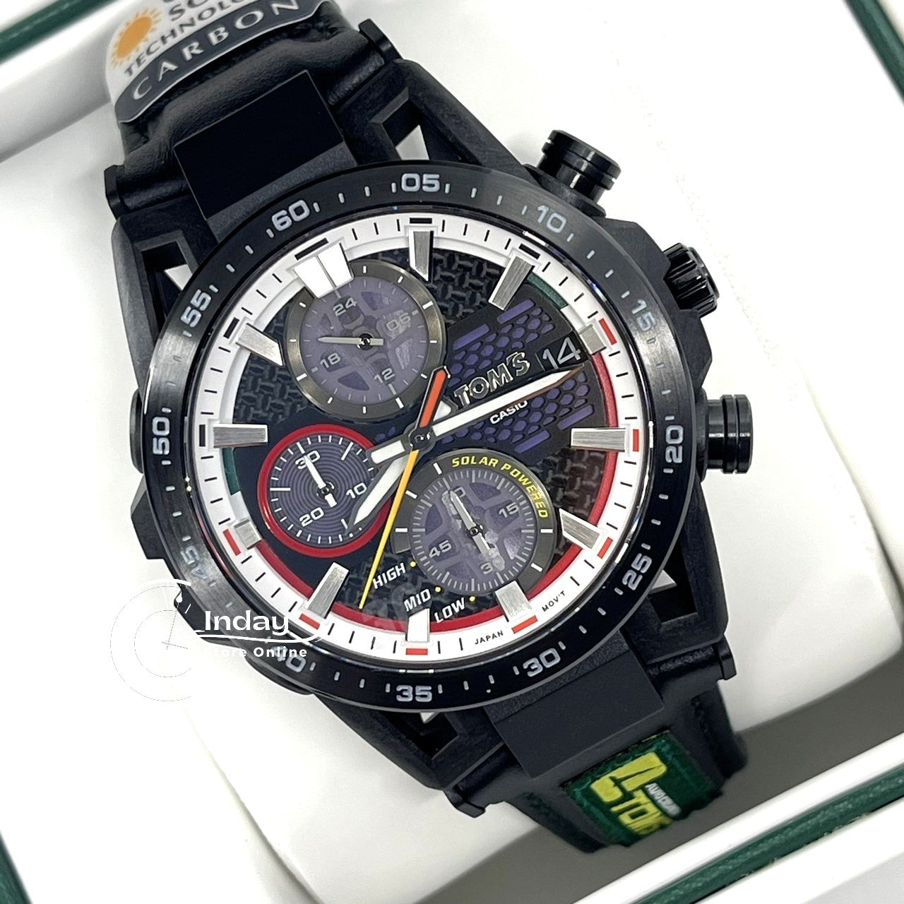 Casio Edifice Men's Watch EFS-S641TMS-1A Edifice Sospensione Sapphire Crystal Genuine Leather Band Solar Powered
