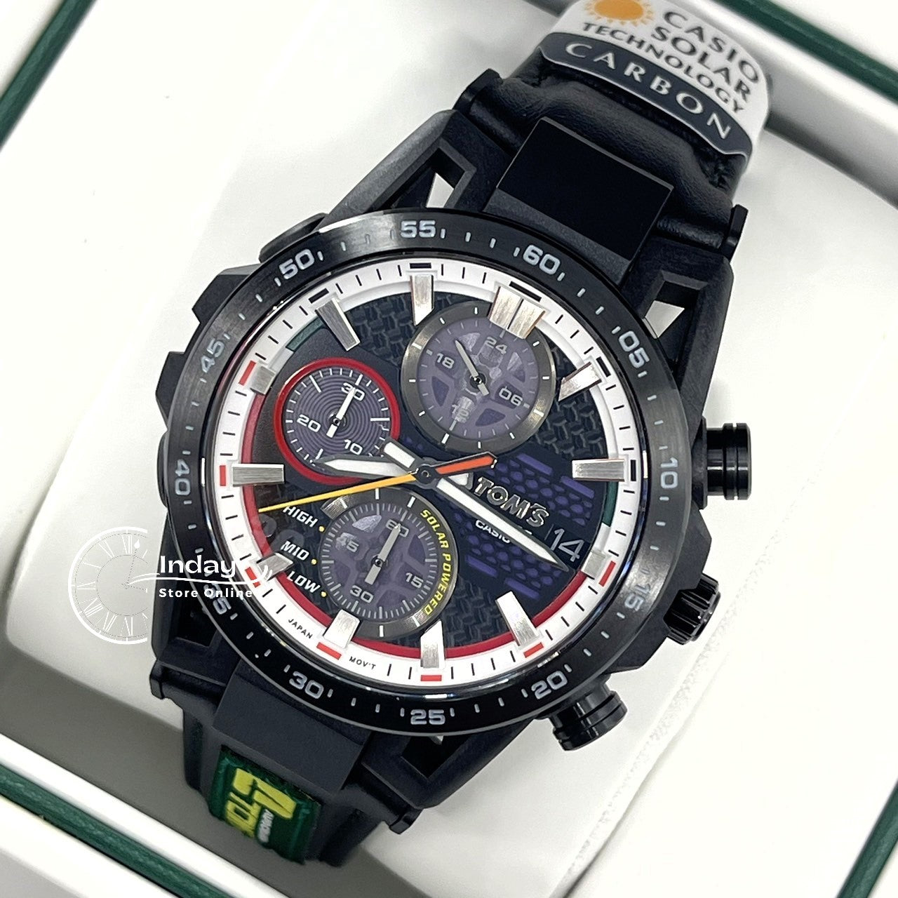 Casio Edifice Men's Watch EFS-S641TMS-1A Edifice Sospensione Sapphire Crystal Genuine Leather Band Solar Powered
