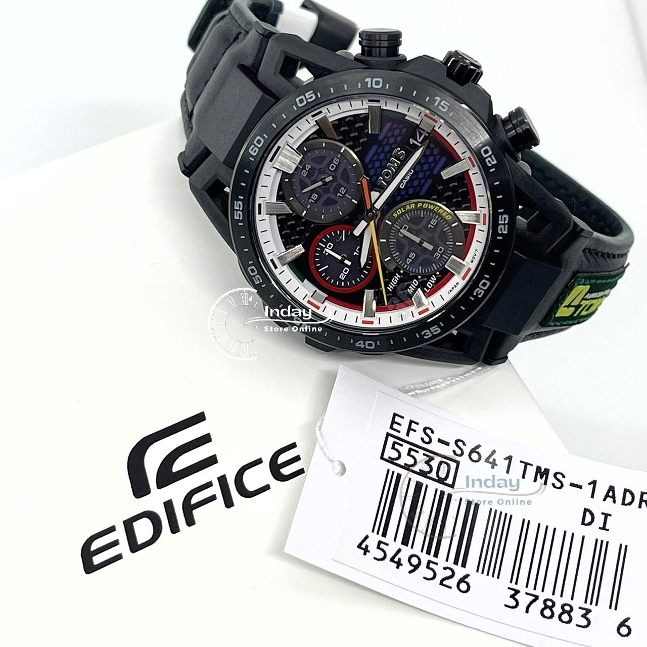 Casio Edifice Men's Watch EFS-S641TMS-1A Edifice Sospensione Sapphire Crystal Genuine Leather Band Solar Powered