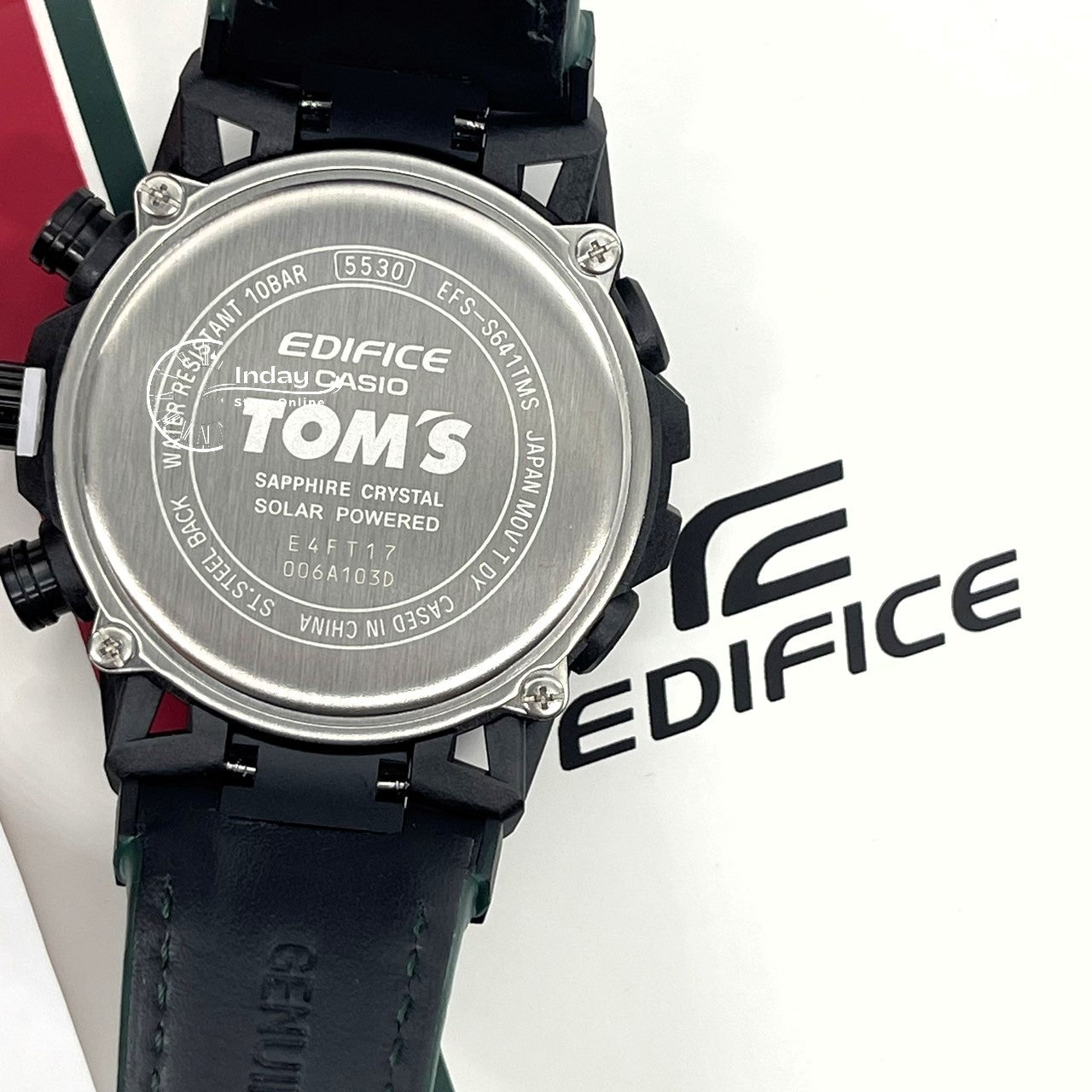 Casio Edifice Men's Watch EFS-S641TMS-1A Edifice Sospensione Sapphire Crystal Genuine Leather Band Solar Powered
