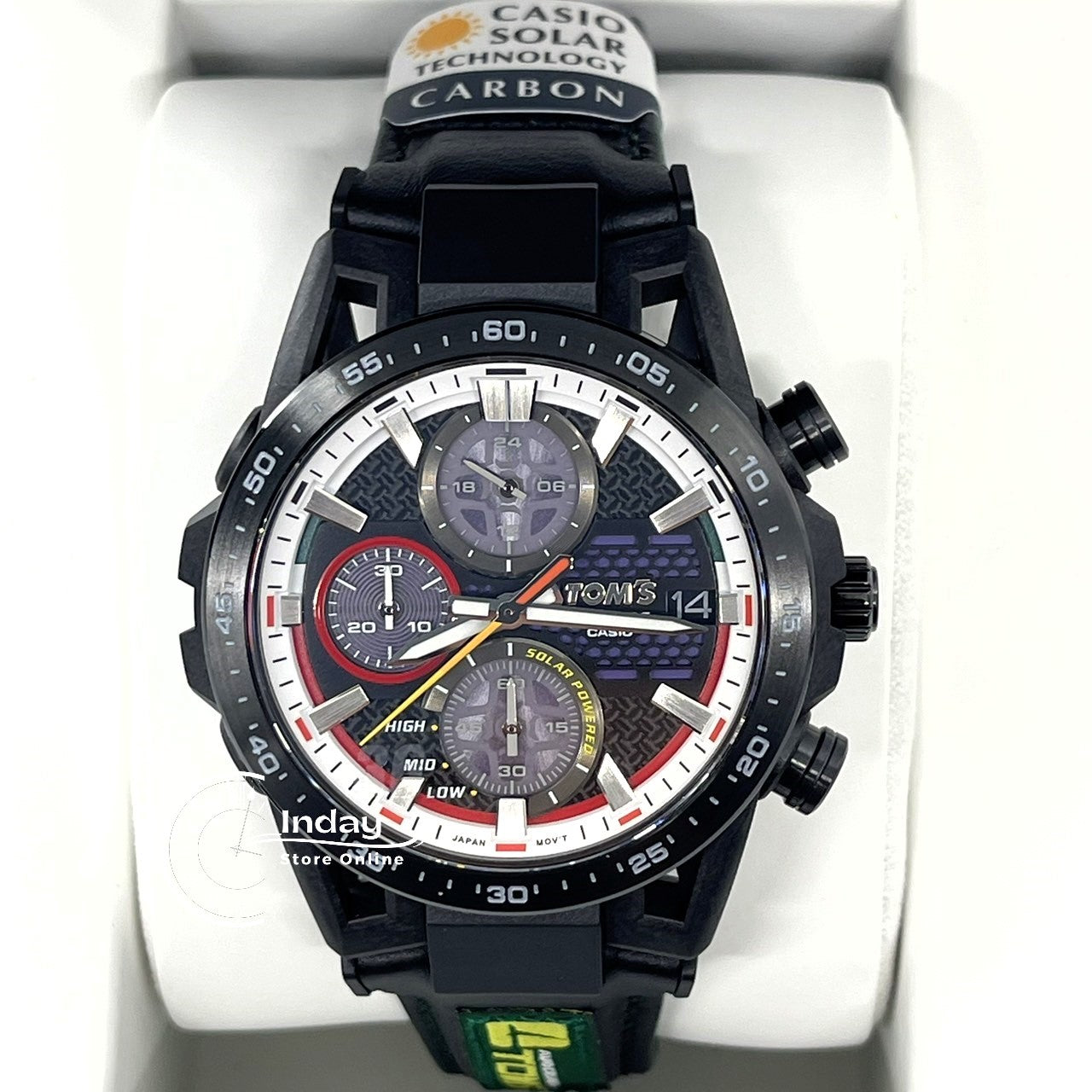 Casio Edifice Men's Watch EFS-S641TMS-1A Edifice Sospensione Sapphire Crystal Genuine Leather Band Solar Powered