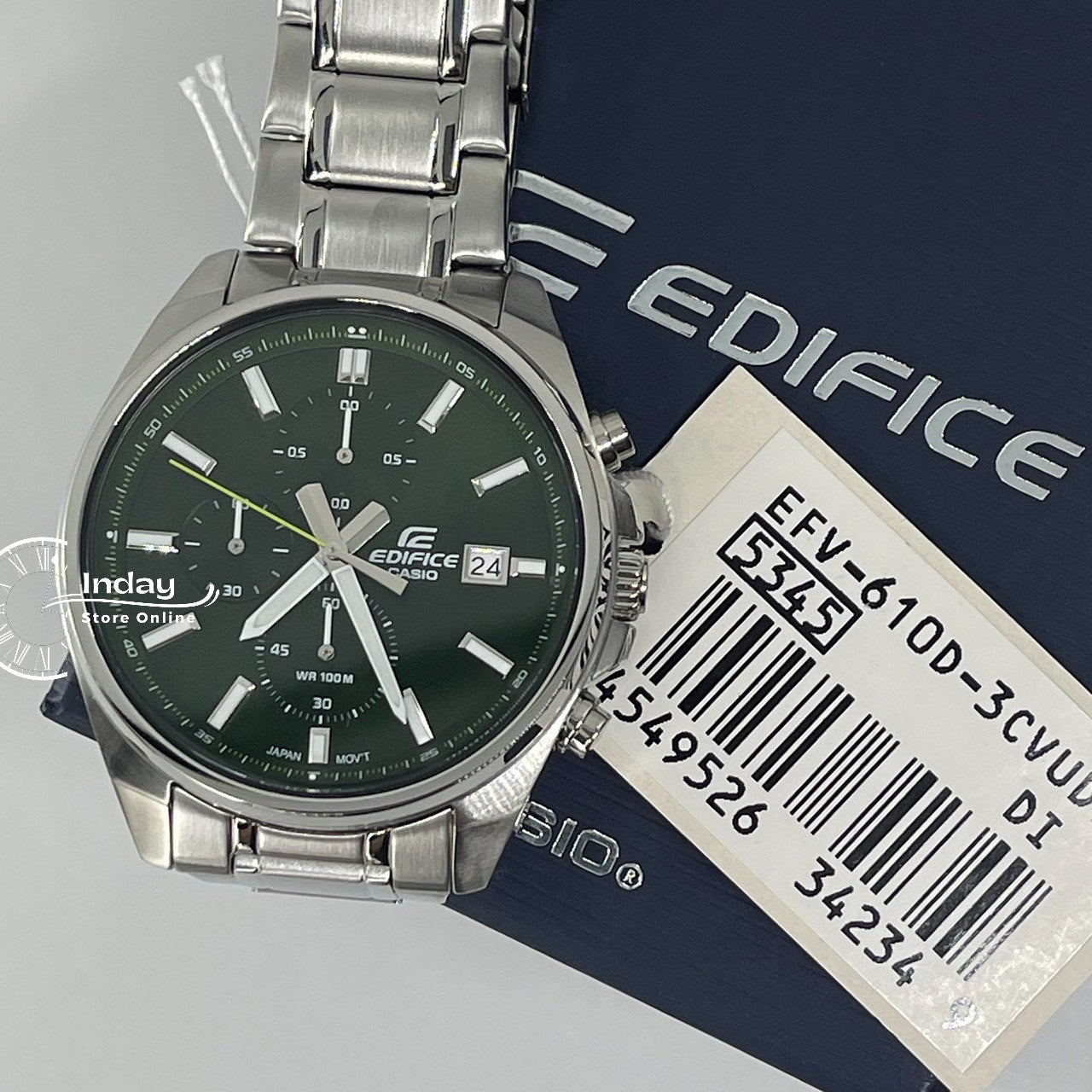 Casio Edifice Men's Watch EFV-610D-3C Standard Chronograph Stainless Steel Band Mineral Glass