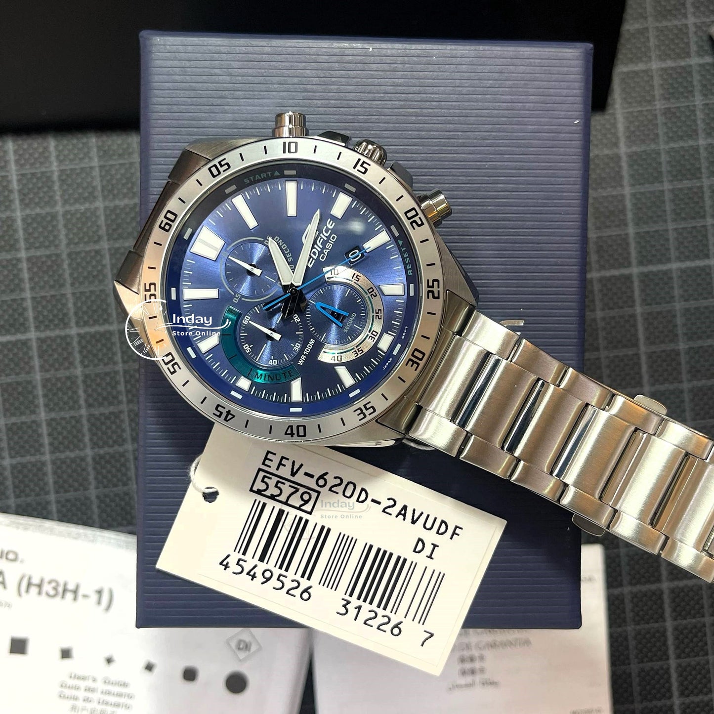 Casio Edifice Men's Watch EFV-620D-2A Stainless Steel Band One-touch 3-fold Clasp
