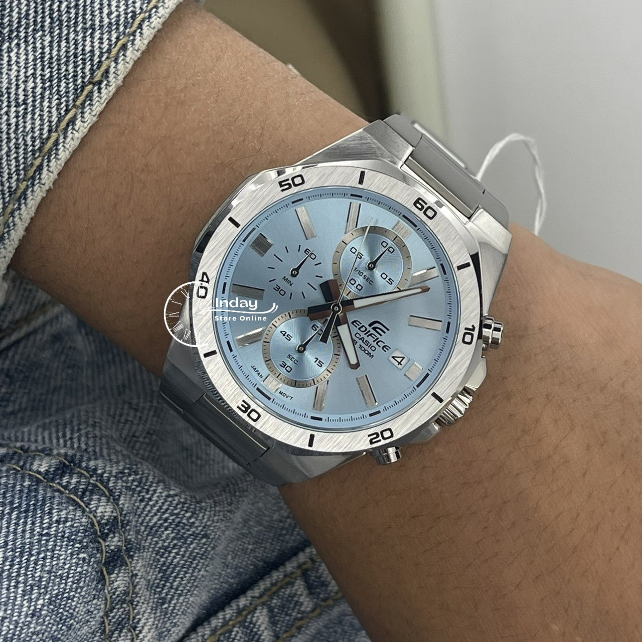Casio Edifice Men's Watch EFV-640D-2B Mineral Glass Stainless Steel Band