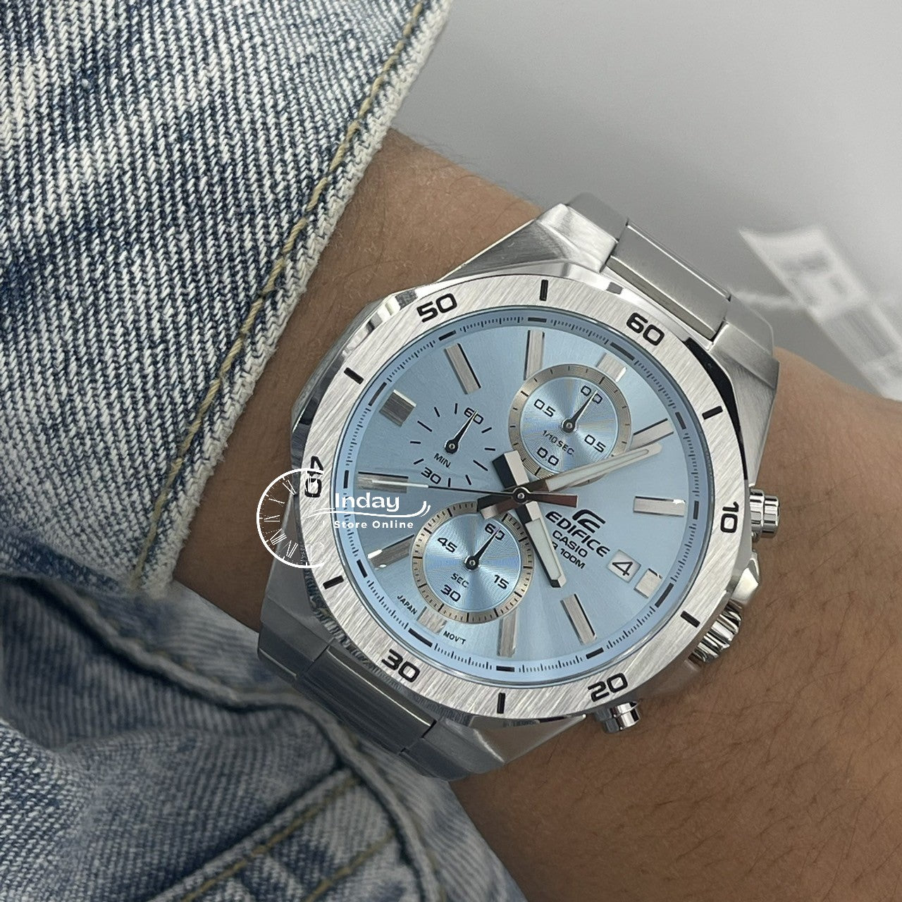 Casio Edifice Men's Watch EFV-640D-2B Mineral Glass Stainless Steel Band