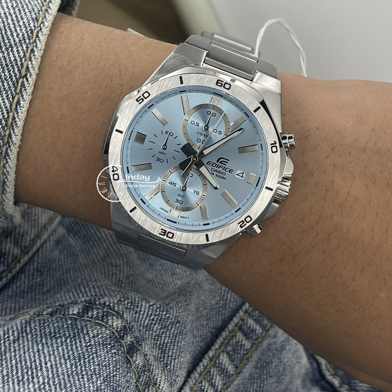 Casio Edifice Men's Watch EFV-640D-2B Mineral Glass Stainless Steel Band