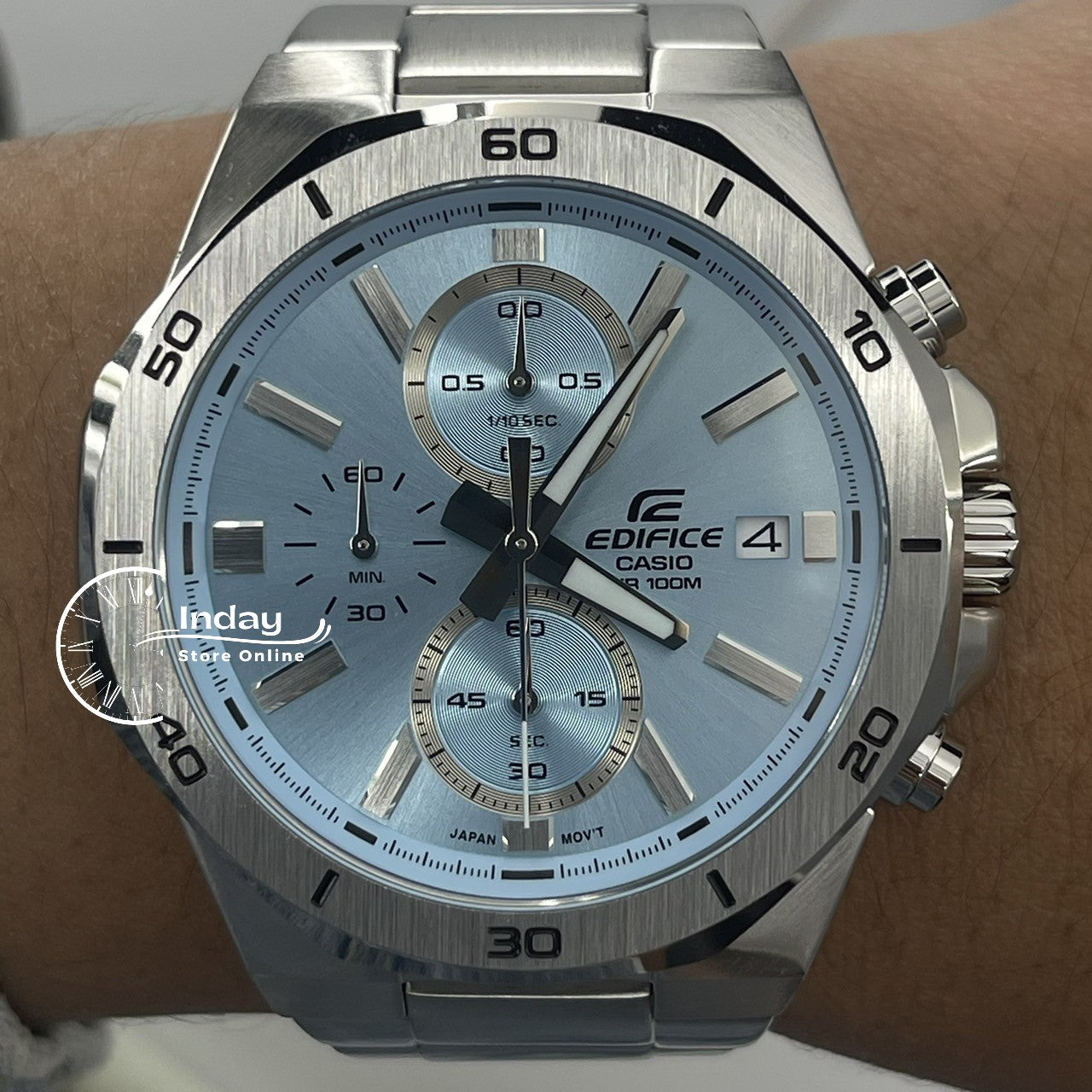Casio Edifice Men's Watch EFV-640D-2B Mineral Glass Stainless Steel Band