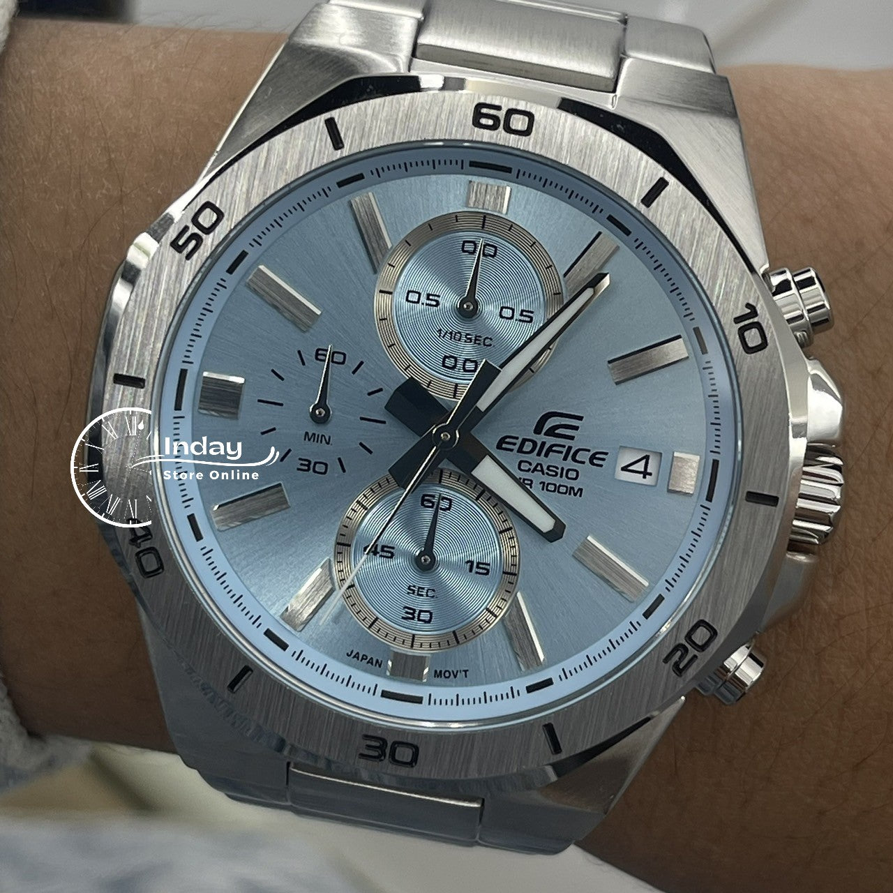 Casio Edifice Men's Watch EFV-640D-2B Mineral Glass Stainless Steel Band