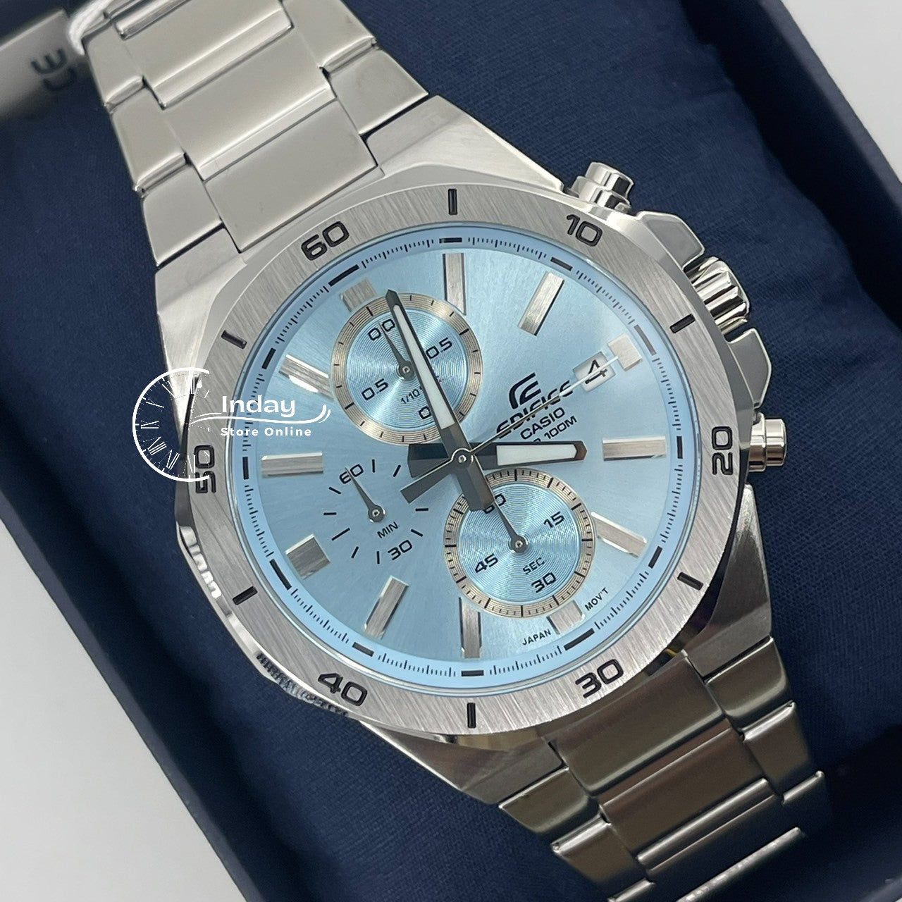 Casio Edifice Men's Watch EFV-640D-2B Mineral Glass Stainless Steel Band