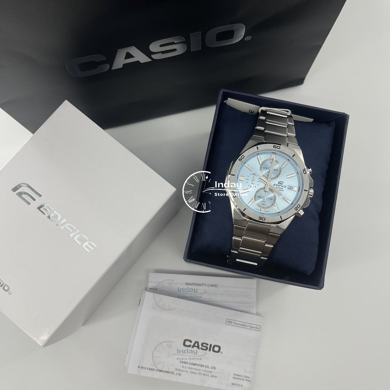 Casio Edifice Men's Watch EFV-640D-2B Mineral Glass Stainless Steel Band