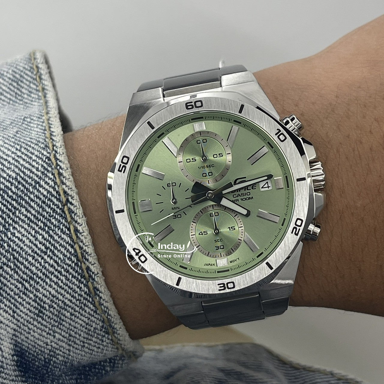 Casio Edifice Men's Watch EFV-640D-3A Mineral Glass Stainless Steel Band