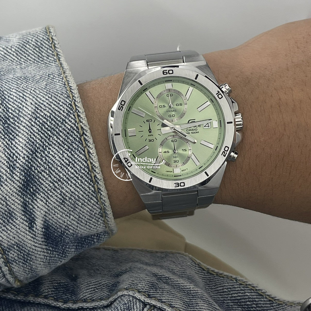 Casio Edifice Men's Watch EFV-640D-3A Mineral Glass Stainless Steel Band