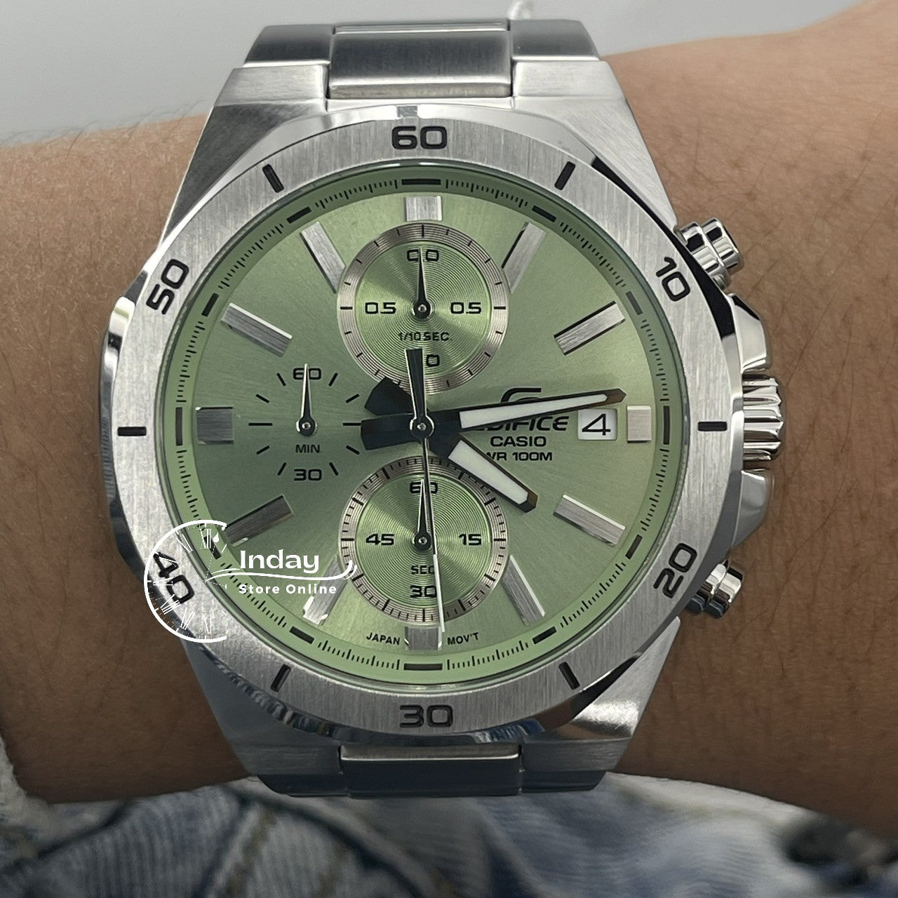 Casio Edifice Men's Watch EFV-640D-3A Mineral Glass Stainless Steel Band