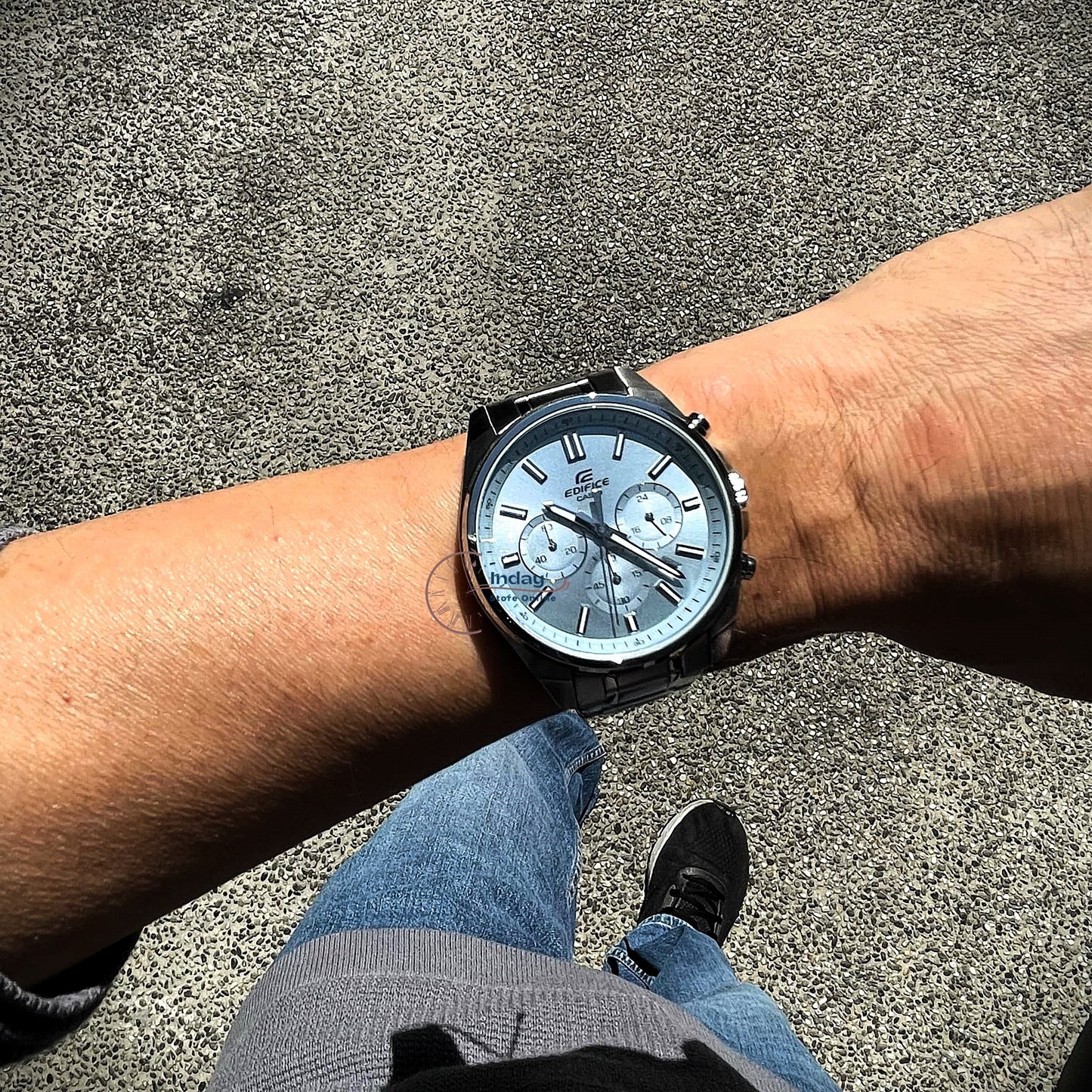 Casio Edifice Men's Watch EFV-650D-2B Mineral Glass Standard Chronograph Stainless Steel Band