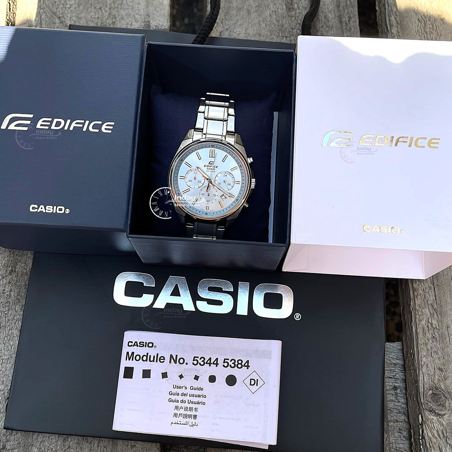 Casio Edifice Men's Watch EFV-650D-2B Mineral Glass Standard Chronograph Stainless Steel Band