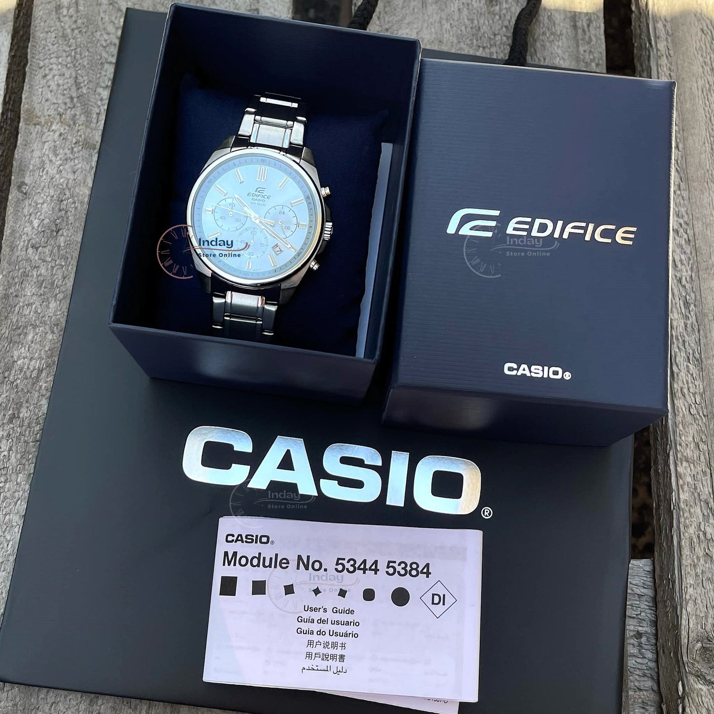 Casio Edifice Men's Watch EFV-650D-2B Mineral Glass Standard Chronograph Stainless Steel Band