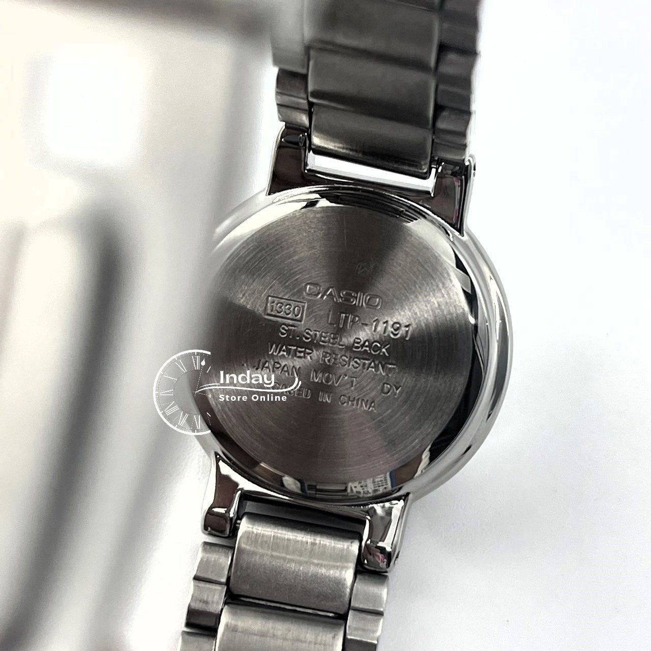 Casio Fashion Women's Watch LTP-1191A-3C Silver/Green Stainless Steel Band