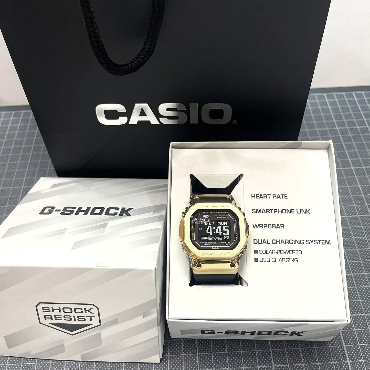 Casio G-Shock G-Squad Men's Watch GM-H5600-9 Resin Band Mineral Glass Shock Resistant Mobile Link Bluetooth Tough Solar