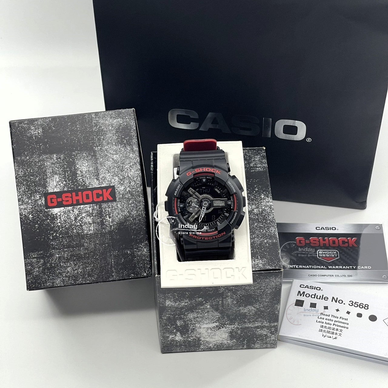 Casio G-Shock Men's Watch GA-110HR-1A Analog-Digital GA-110 Series Sporty Watch Black & Red Series