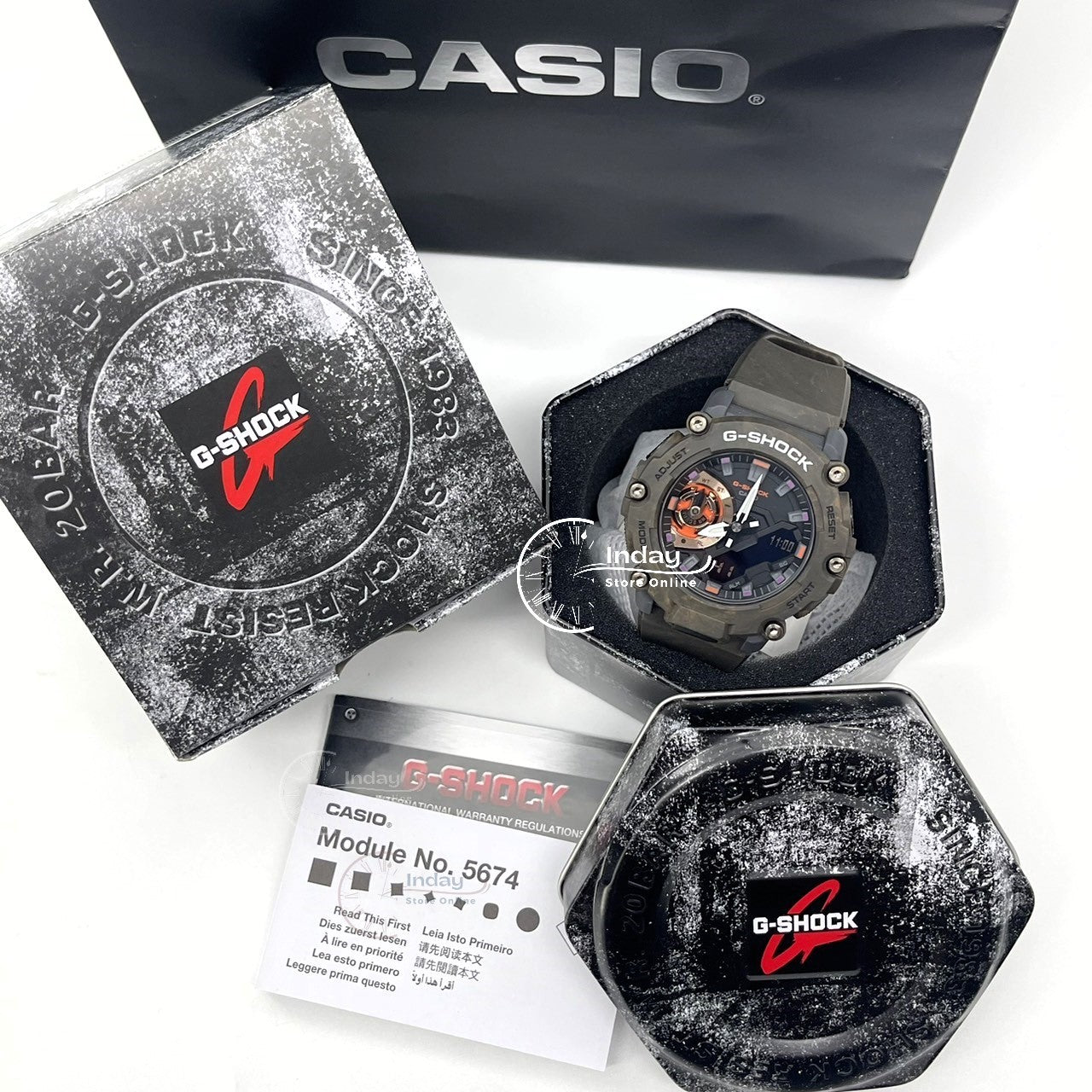 Casio G-Shock Men's Watch GA-2200MFR-5A Analog-Digital GA-2200 Mystic Forest Series Sporty Design Carbon Core Guard Structure