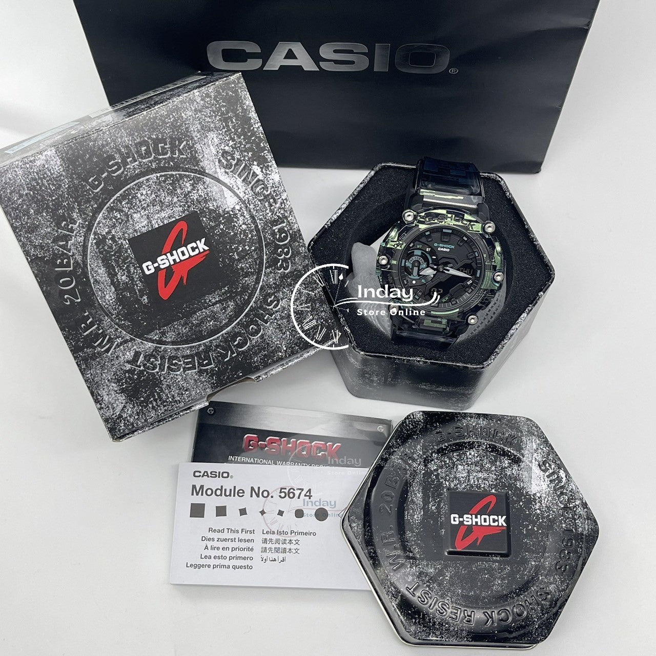 Casio G-Shock Men's Watch GA-2200NN-1A Analog-Digital GA-2200 Series Digital Glitch Transparent Color