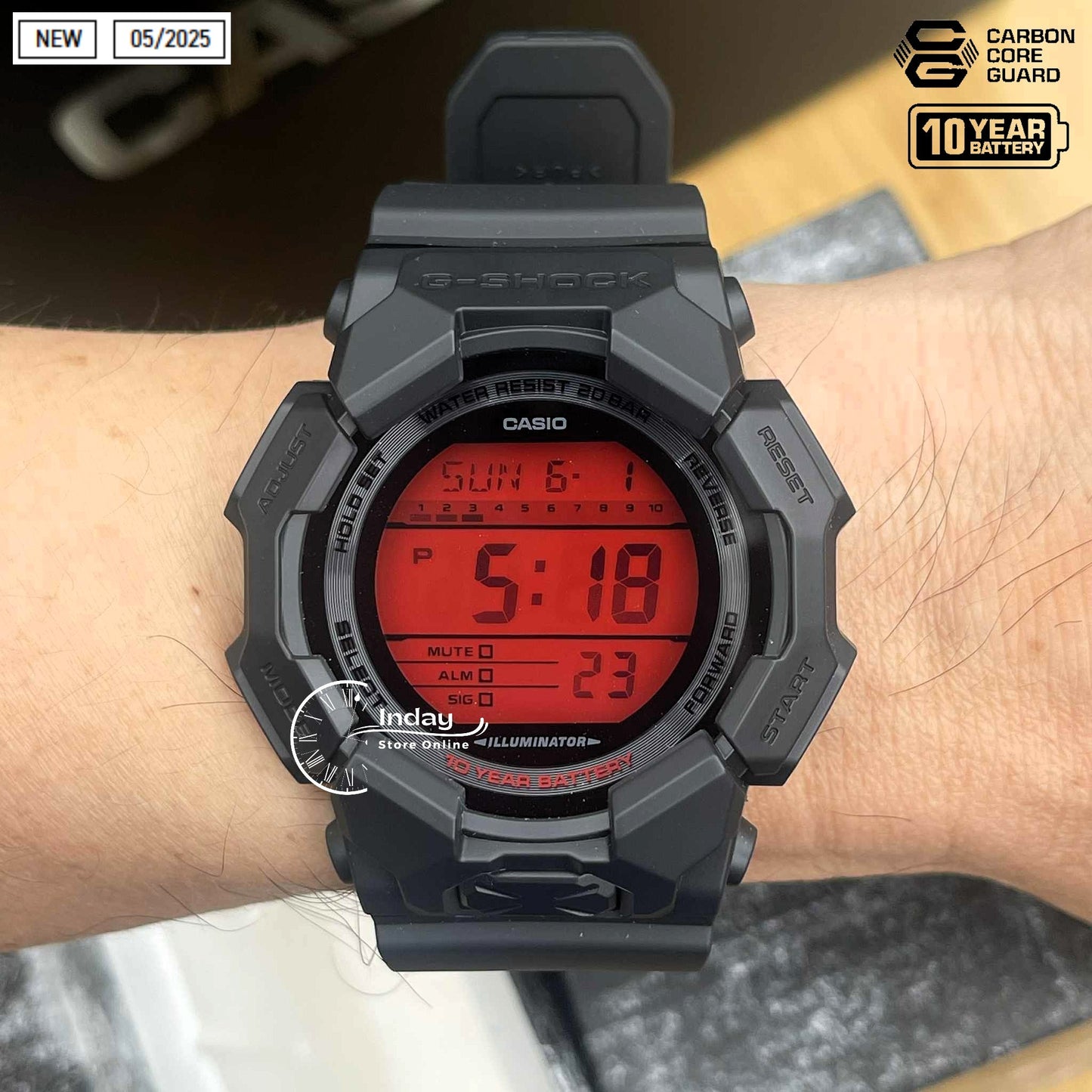 Casio G-Shock Men's Watch GD-010BBR-1 Shock Resistant Carbon Core Guard Structure Battery Life: 10 years