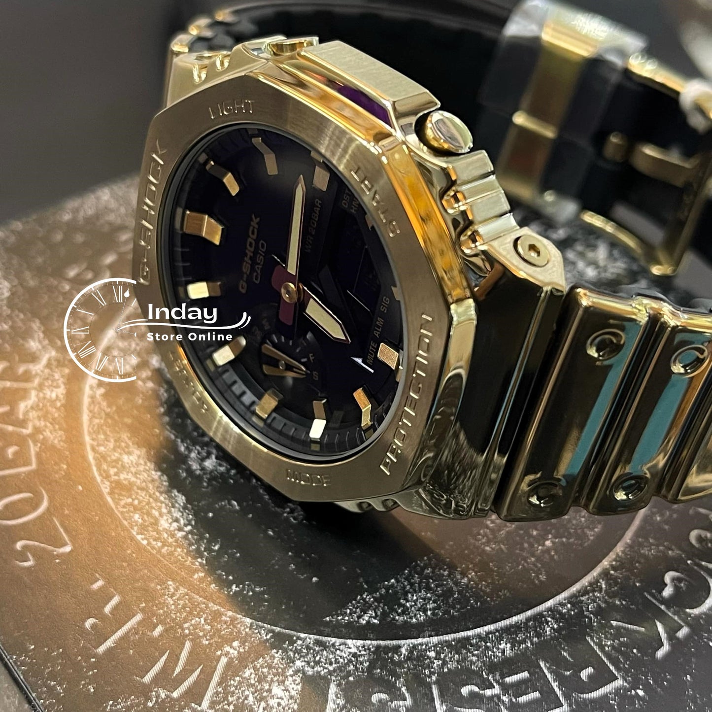 Casio G-Shock G-Steel Men's Watch GM-2100YMG-9A Mineral Glass Shock Resistant Stainless Steel Band
